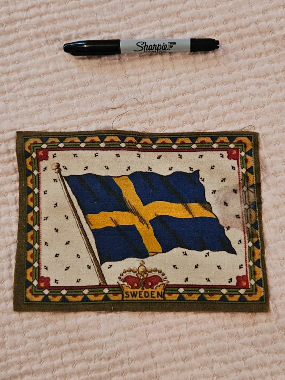 Vintage Felt Sweden Flag Panels / Patches / Tobacco Felt